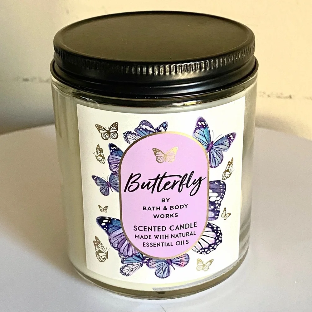 Bath & Body Works Butterfly single wick candle with lid